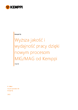 Wyższa jakość i wydajność pracy dzięki nowym procesom MIG/MAG od Kemppi