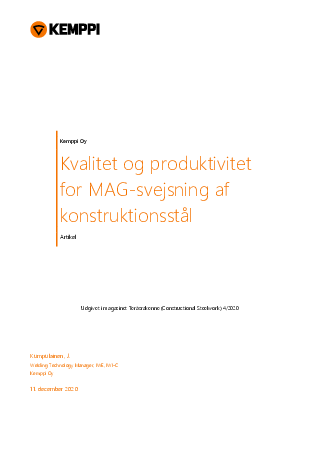 WiseSteel – Kvalitet og produktivitet for MAG-svejsning af konstruktionsstål