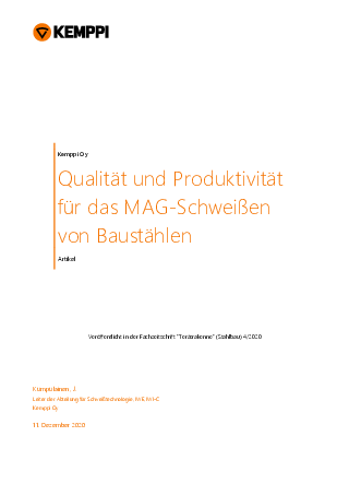 WiseSteel – Qualität und Produktivität für das MAG-Schweißen von Baustählen
