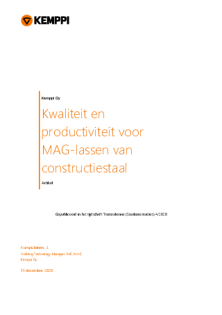 WiseSteel – Kwaliteit en productiviteit voor MAG-lassen van constructiestaal
